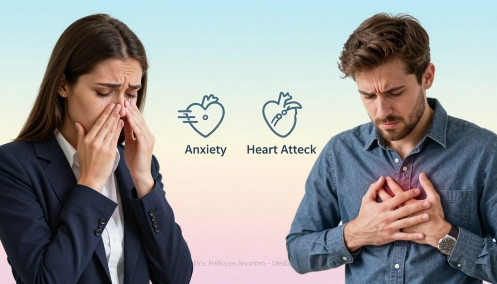 comparação de sintomas entre infarto e ansiedade