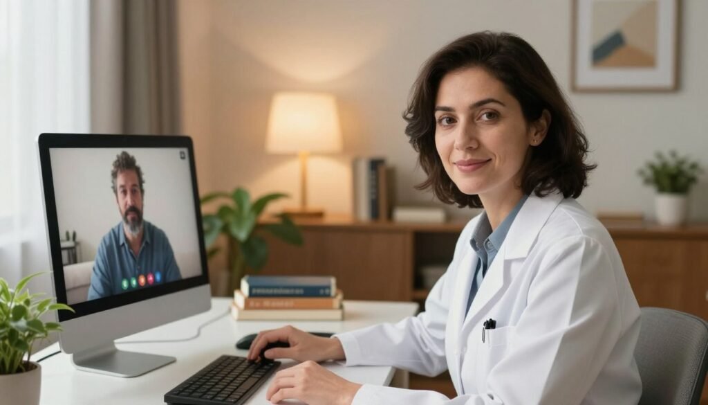 consulta com psiquiatra online realizada via videochamada segura